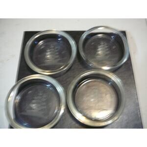 Vtg Rezler & Howell Fine Crystal Coasters Set of 4 Schooner Nautical In Box